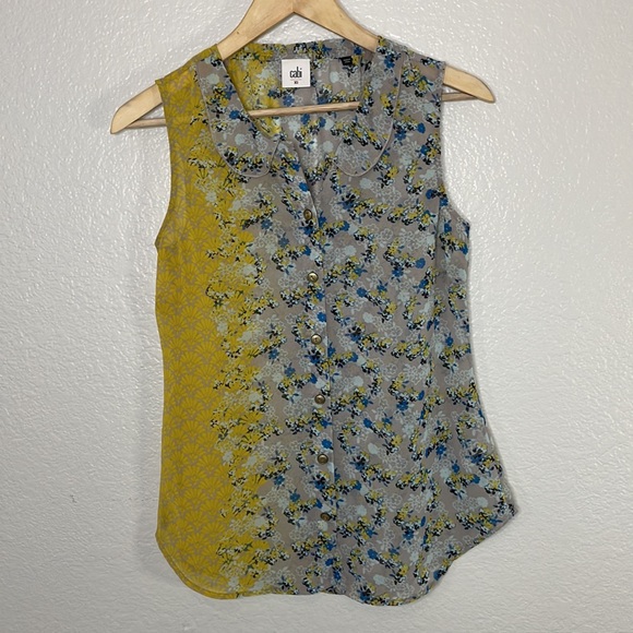 CABI Floral Sheer Sleeveless Blouse | X-Small - Picture 3 of 9